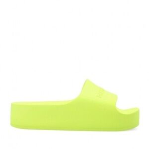 Balenciaga Chunky Slide Rubber Logo Platform Sandals in Neon - NWT
